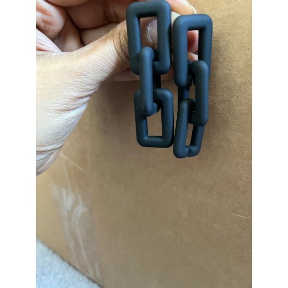 Black Chain earrings acrylic chunky big link curb earrings statement earrings - Picture 3 of 7